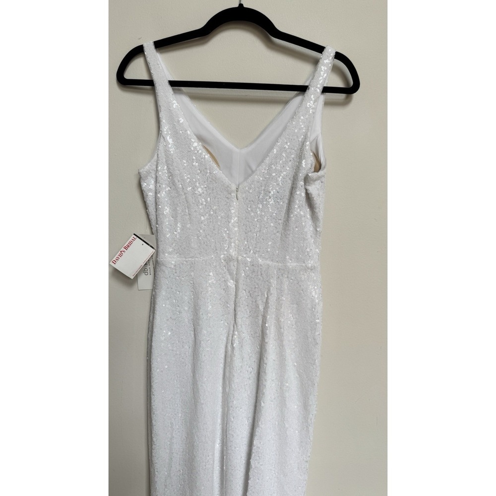 David Bridal DB STUDIO Allover‎ Sequin V-Neck Fitted Sheath Wedding Dress Gown 4 - Picture 6 of 16